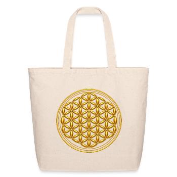 Golden Flower of Life Mandala - Eco-Friendly Cotton Tote - natural - Front
