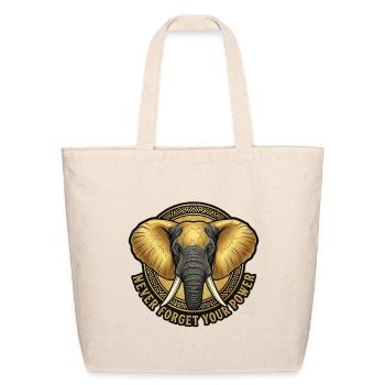Never Forget Your Power Elephant Emblem - Eco-Friendly Cotton Tote - natural - Front