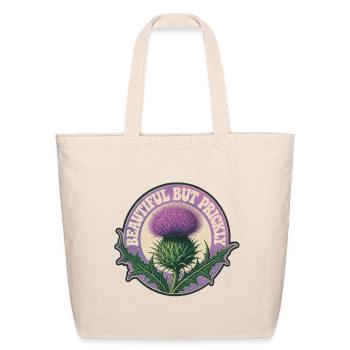Beautiful But Prickly Thistle Badge - Eco-Friendly Cotton Tote - natural - Front