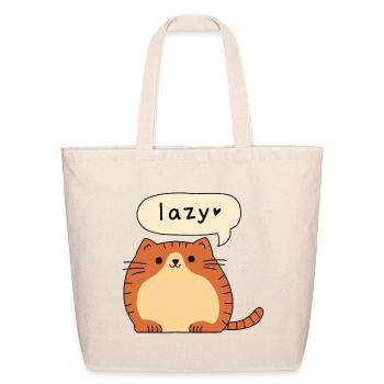 Cute Lazy Orange Kawaii Cat - Funny Chubby Tabby - Eco-Friendly Cotton Tote - natural - Front