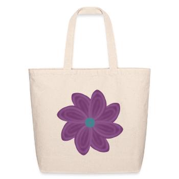 Purple Bloom Teal Center Flower - Eco-Friendly Cotton Tote - natural - Front
