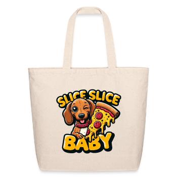 Winking Dachshund Pizza Lover Slice Slice Baby - Eco-Friendly Cotton Tote - natural - Front
