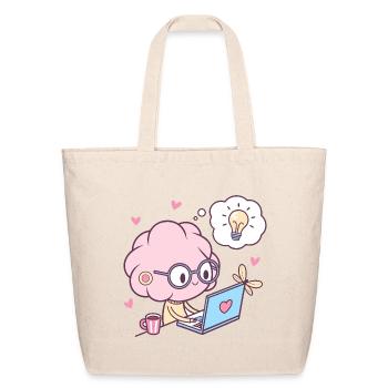 Creative Brain Blogging with Laptop Illustration - Eco-Friendly Cotton Tote - natural - Front