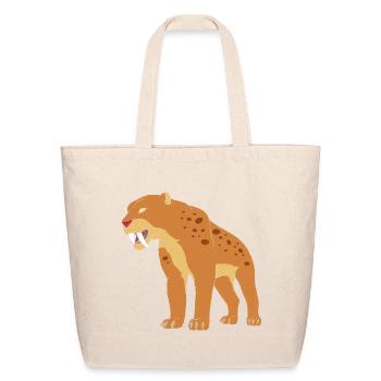 Sabertooth Tiger Prehistoric Cat Smilodon - Eco-Friendly Cotton Tote - natural - Front