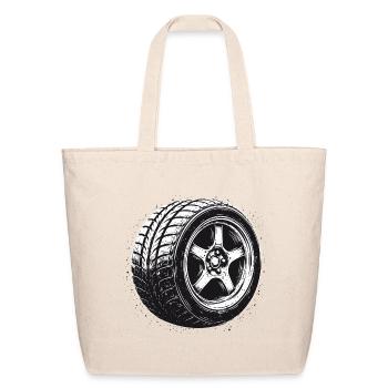 Vintage Motorsport Design Car Tire Rim - Eco-Friendly Cotton Tote - natural - Front