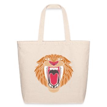 Prehistoric Sabertooth Tiger Smilodon - Eco-Friendly Cotton Tote - natural - Front