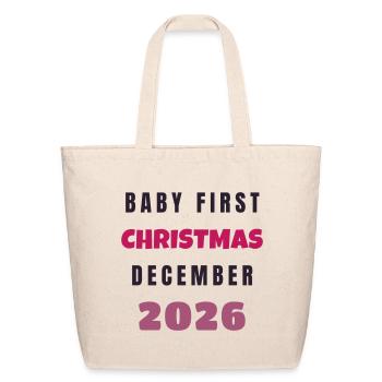 Baby First Christmas 2026 - New Baby Gift Idea - Eco-Friendly Cotton Tote - natural - Front