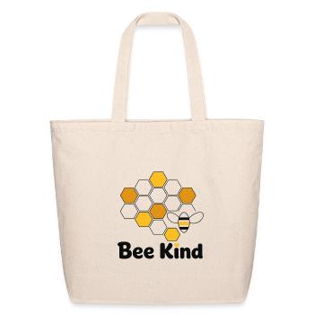 Bee Kind Hex Pattern - Eco-Friendly Cotton Tote - natural - Front