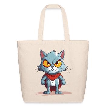 Grumpy Blue Cat Hero Cape - Eco-Friendly Cotton Tote - natural - Front