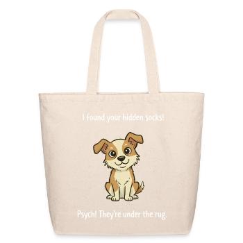 Sock-Stealing Pup Cartoon - Eco-Friendly Cotton Tote - natural - Front