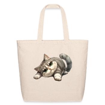 Funny Cat - Eco-Friendly Cotton Tote - natural - Front