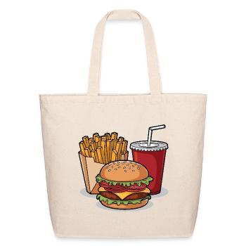 Cheeseburger Meal Fries and Soft Drink - Eco-Friendly Cotton Tote - natural - Front