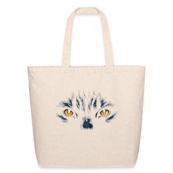 Black Cat Yellow Eyes Funny black art Halloween - Eco-Friendly Cotton Tote - natural - Front