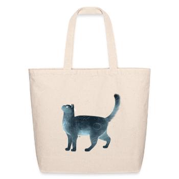 Blue Watercolor Spirit Cat - Eco-Friendly Cotton Tote - natural - Front