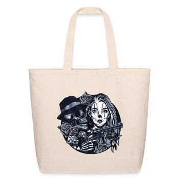 Dia de Muertos Skull Rose Gun - Eco-Friendly Cotton Tote - natural - Front