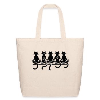 Cat Yoga Poses Minimalist Art Funny Zen Cat Medita - Eco-Friendly Cotton Tote - natural - Front