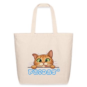 Cute Peeking Orange Cat - Friday Mood - Eco-Friendly Cotton Tote - natural - Front