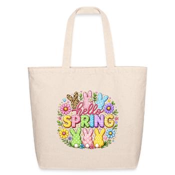 Hello Spring Cute Bunny Flowers Colorful Easter Ae - Eco-Friendly Cotton Tote - natural - Front