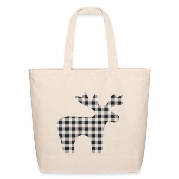 Checker Moose Silhouette - Eco-Friendly Cotton Tote - natural - Front