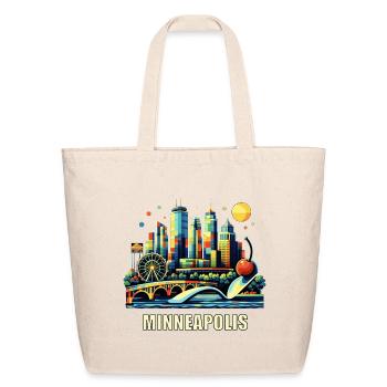 Minneapolis Souvenir Skyline Pop Art - Eco-Friendly Cotton Tote - natural - Front