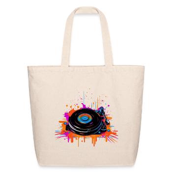 Dj Vinyl Steamwave Art - Eco-Friendly Cotton Tote - natural - Front