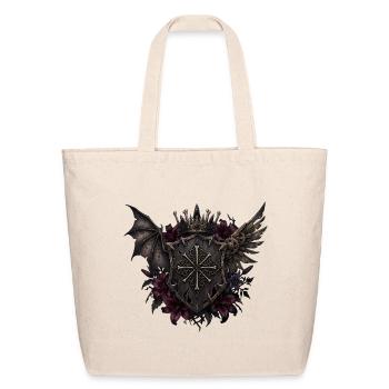 Crowned Gothic Crest with Gear Wings - Eco-Friendly Cotton Tote - natural - Front