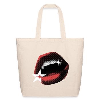 Halftone Lip Kiss Pop Art - Eco-Friendly Cotton Tote - natural - Front