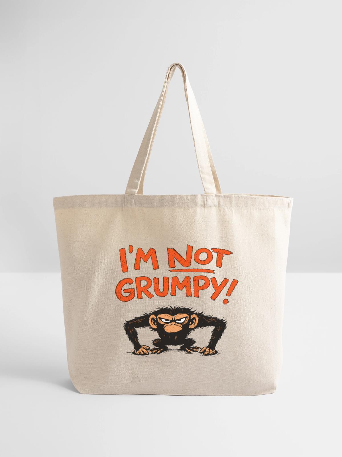 I'm Not Grumpy Monkey - Eco-Friendly Cotton Tote - natural - Front