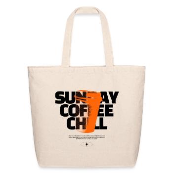 Sunday Coffee Chill - Modern Halftone Typography - Eco-Friendly Cotton Tote - natural - Front
