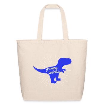 Grumpysaurus Funny Blue T-Rex Dinosaur - Eco-Friendly Cotton Tote - natural - Front