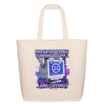 Neon Crying Monitor Meme - Eco-Friendly Cotton Tote - natural - Front