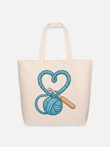 Crochet Heart Yarn Love - Eco-Friendly Cotton Tote - natural
