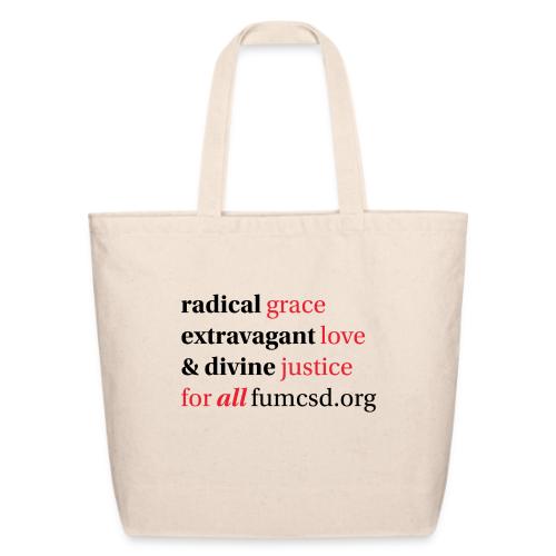 Grace. Love. Justice. serif font - Eco-Friendly Cotton Tote
