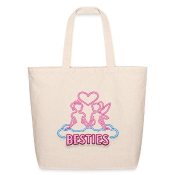 Besties Neon Heart Bond - Eco-Friendly Cotton Tote - natural - Front