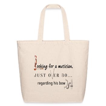 Looking_for_a_violinis-_just_over_a big bow Violin - Eco-Friendly Cotton Tote - natural - Front