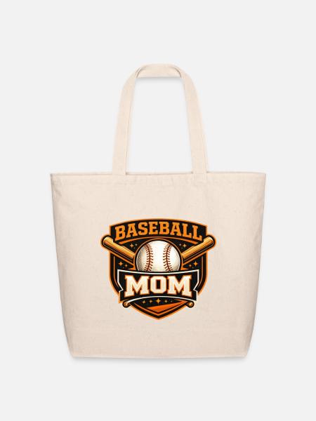 Baseball Mom Shield Tee - Eco-Friendly Cotton Tote - natural