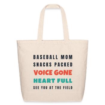 Baseball Mom Voice Gone Heart Full - Game Day - Eco-Friendly Cotton Tote - natural - Front