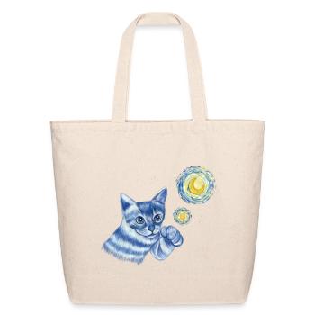  Blue Starry Night British Shorthair Cat Graphic - Eco-Friendly Cotton Tote - natural - Front