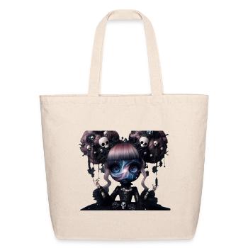 Cosmic Galaxy Gothic Doll – Dark Pastel Skull Art - Eco-Friendly Cotton Tote - natural - Front