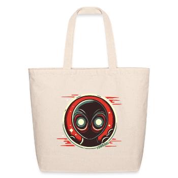 Cosmic Alien Face Illustration - Eco-Friendly Cotton Tote - natural - Front