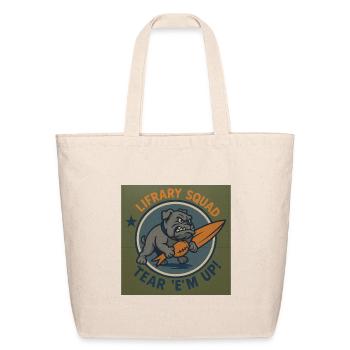 Lifrary Squad Tear 'Em Up Vintage Bulldog Mascot - Eco-Friendly Cotton Tote - natural - Front