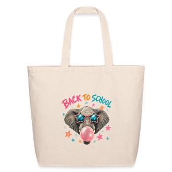 Back to School Elephant Star Glasses - Eco-Friendly Cotton Tote - natural - Front