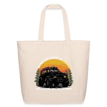 GO_WHERE_THERE_IS NO ROAD - Eco-Friendly Cotton Tote - natural - Front