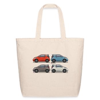 Four Toyota Scion iQ Micro Cars - Eco-Friendly Cotton Tote - natural - Front