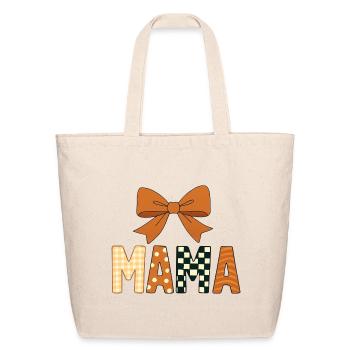 Playful Gingham and Checkerboard Mama Design - Eco-Friendly Cotton Tote - natural - Front