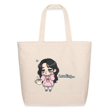 Sleepy Chibi Girl Coffee Loading Morning Mood - Eco-Friendly Cotton Tote - natural - Front