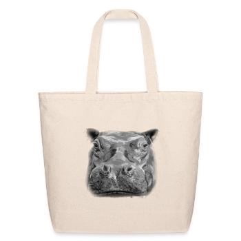 Grayscale Hippo Head Portrait - Eco-Friendly Cotton Tote - natural - Front