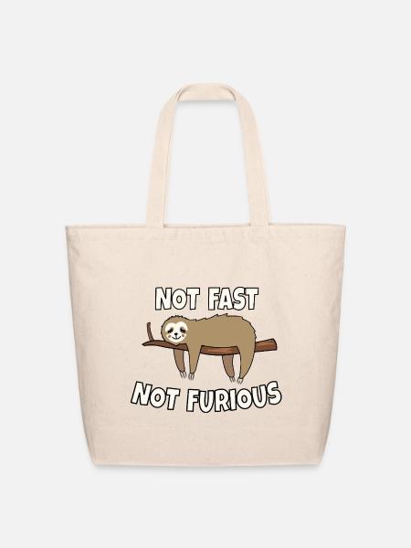 Not Fast Not Furious Sloth - Eco-Friendly Cotton Tote - natural