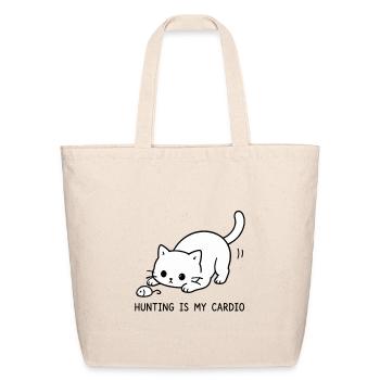 Hunting Is My Cardio Cute Cat Toy Mouse Minimalist - Eco-Friendly Cotton Tote - natural - Front