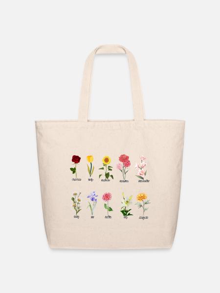 flowers - Eco-Friendly Cotton Tote - natural